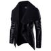 Mode-Herren-PU-Lederjacke mit Samtfutter – Asymmetrisches Design, Wintertauglicher Bikermantel (S-XXL, Schwarz/Braun)_voghion.com