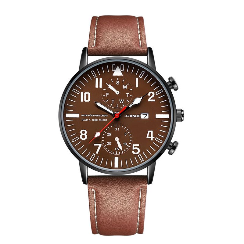 New Digital Scale Men's with Calendar Fashion Business Quartz Belt Watch_voghion.com