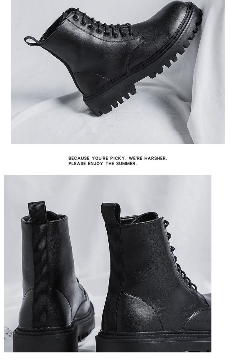 Internetā populāri Martin Boots Vīriešu augstas augšdaļas modernas pavasara un rudens britu stila retro ādas apavi ar vidējo augšdaļu_voghion.com