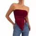 Women's Clothing Summer New Solid Color Side Drawstring Slit Irregular Slim Fit Tube Top Vest Top_voghion.com