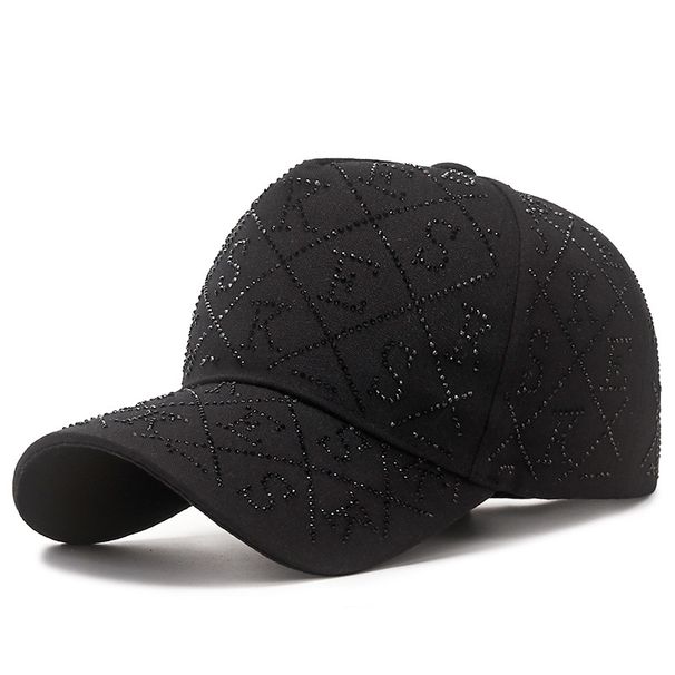 Neue Diamant-Brief-Baseballkappe für Damen, Trend-Mode, Netz, Rot, Live-Ins, glänzender Strass-Entenschnabelhut_voghion.com