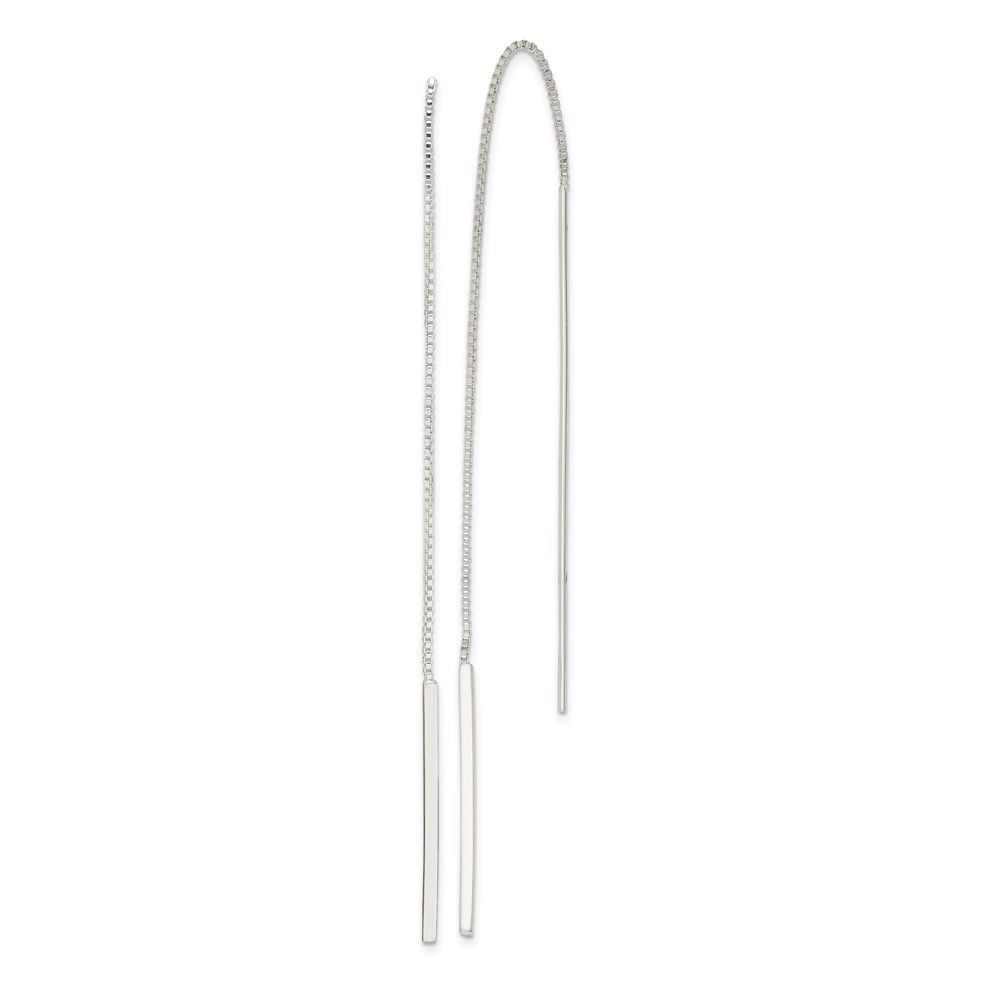 Sterling Silver Polished Bar Threader Earrings_voghion.com