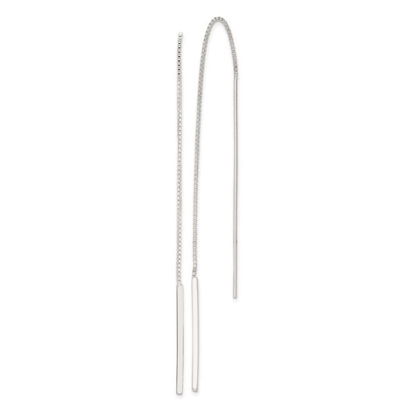 Sterling Silver Polished Bar Threader Earrings_voghion.com