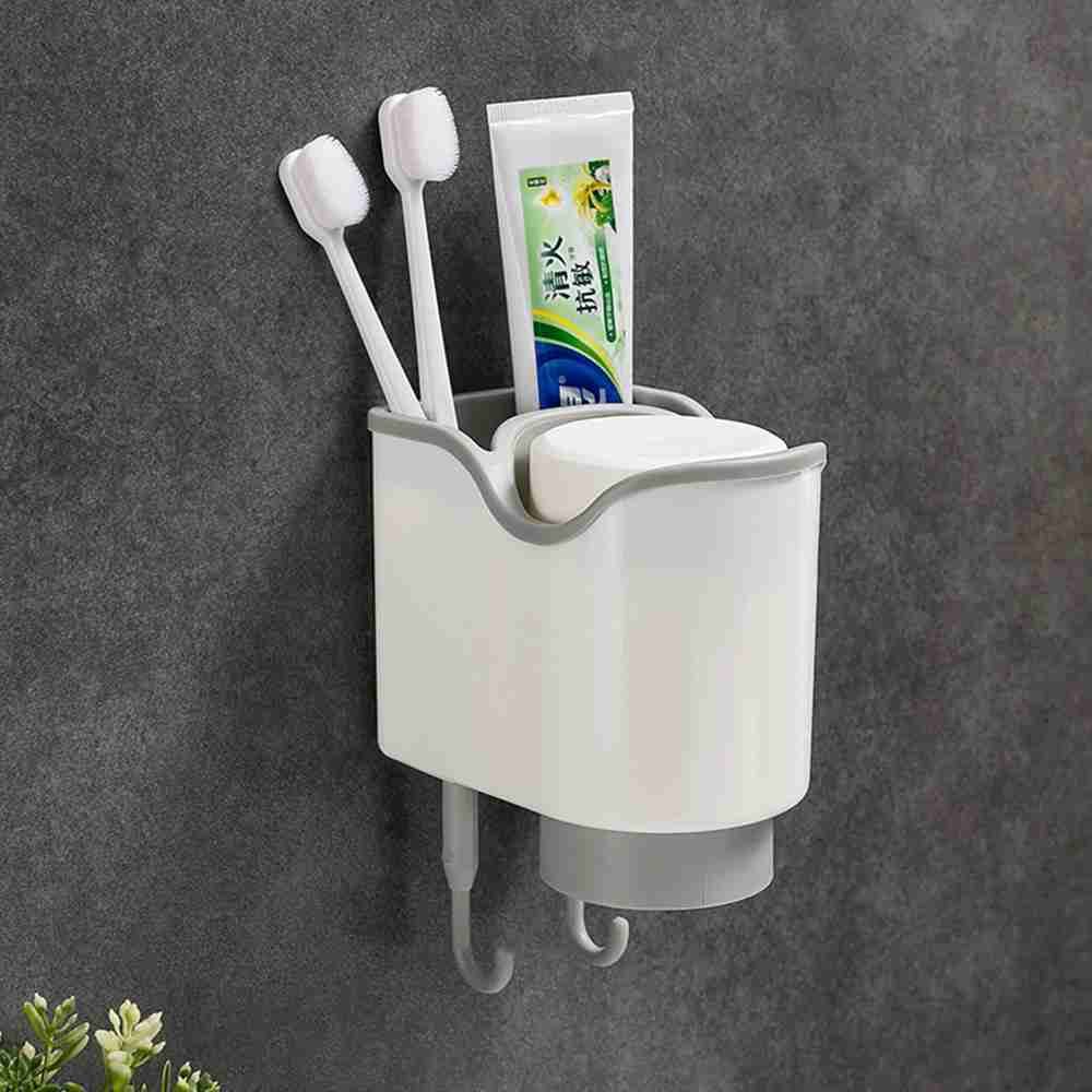 Portaspazzolino magnetico ad assorbimento da 2 pezzi, portaoggetti da parete per articoli da toeletta, con gancio, set di accessori per il bagno_voghion.com