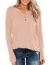 2025 New Women's Solid Color Knitted Long Sleeved Round Neck Pullover Button Top T-shirt_voghion.com