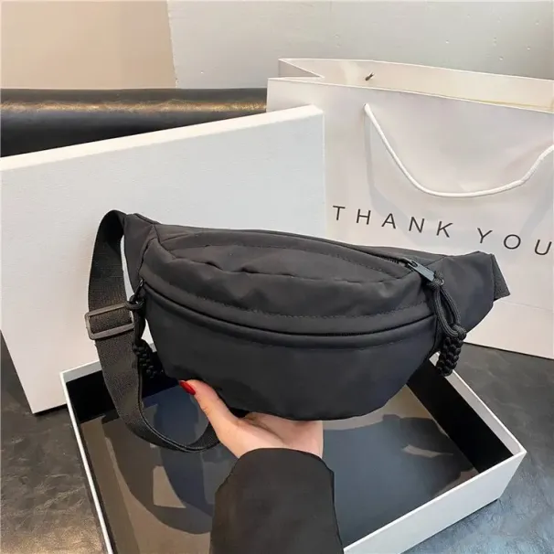 Moderigtig nylon crossbody til kvinder brysttasker slyngepakke lærred talje casual fanty packs sport halvmåne bæltetaske_voghion.com