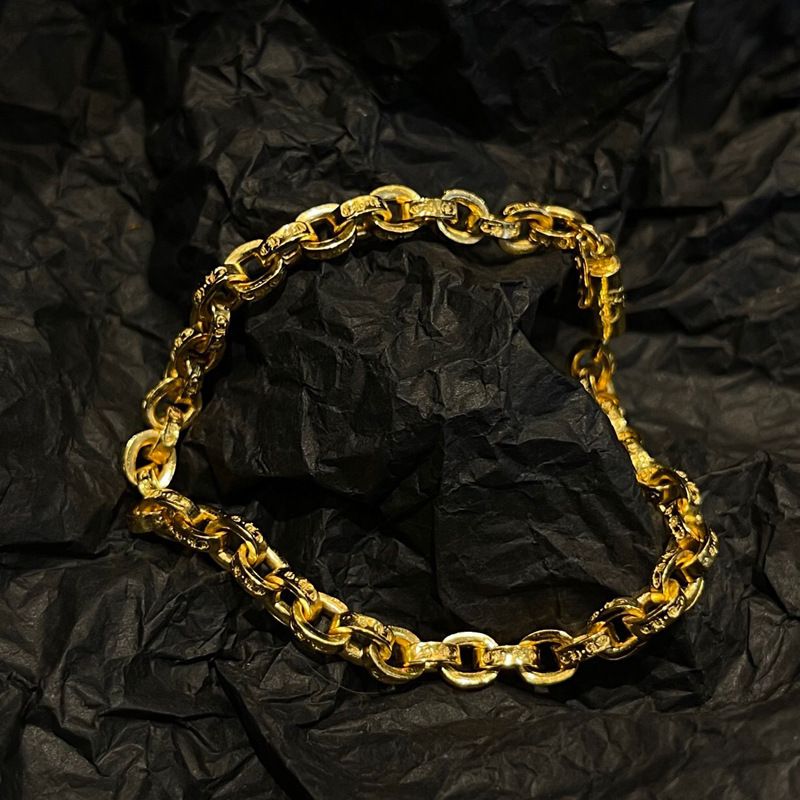 Bracciale con lettera in argento sterling Sch Crow placcato oro, moda hip-hop, unisex, coppia abbinata_voghion.com