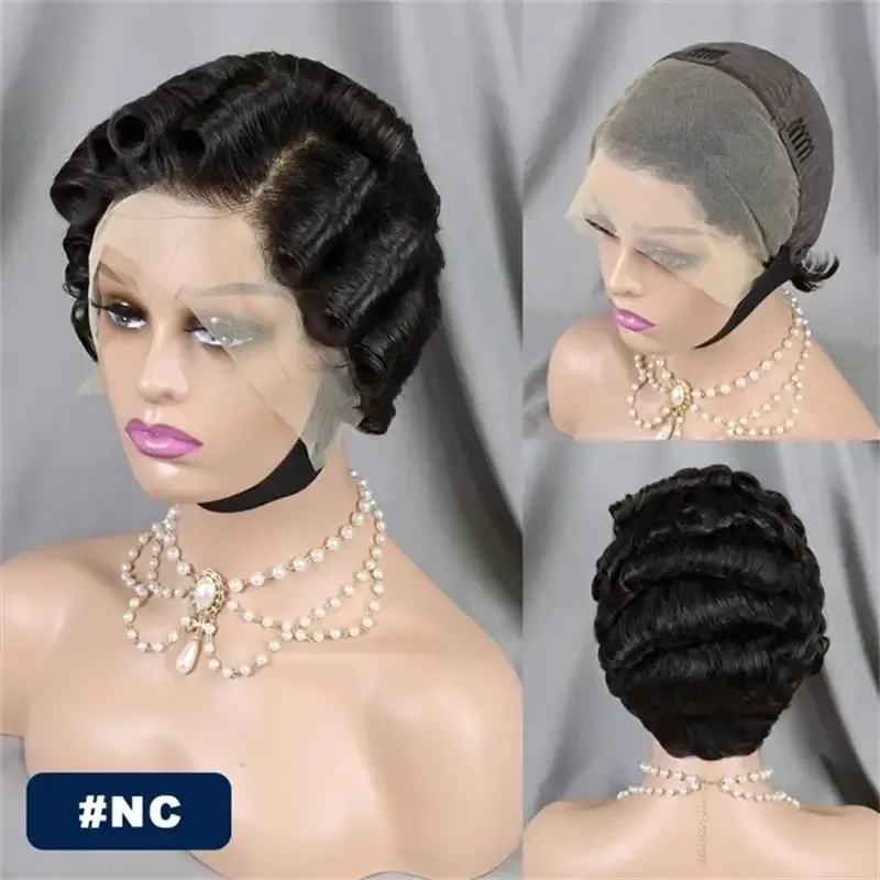 Parrucca Pixie Cut colorata 99J Parrucche brasiliane corte e ricce Pre-pizzicate_voghion.com