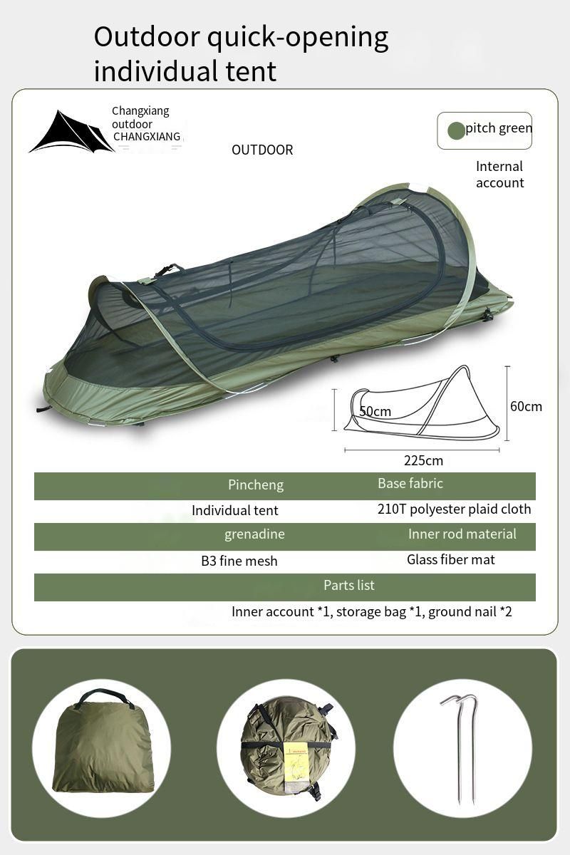 Enjoy Single Person Quick-Open Hiking Outdoor Mosquito-Proof Field Camping Tactical Individual Tent_voghion.com