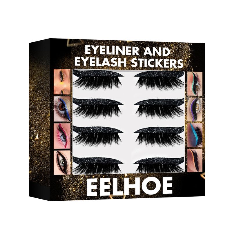 Falscher EELHOE Glitzer-Wimpern-Eyeliner, kleberfrei, selbstklebender Lidschatten, falsche Wimpern, Curling, Wimpern-Augen-Make-up_voghion.com