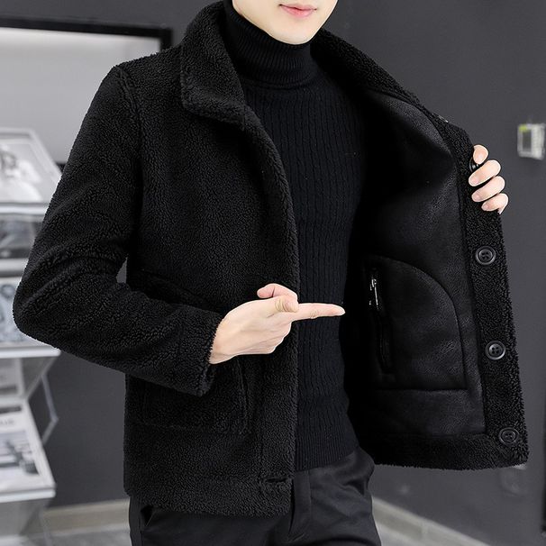 Men's Clothing New Autumn And Winter Leather And Fur Integrated Granular Fleece Jacket For Men Double Sided Jacket With Plush And Thickened Lamb Wool_voghion.com