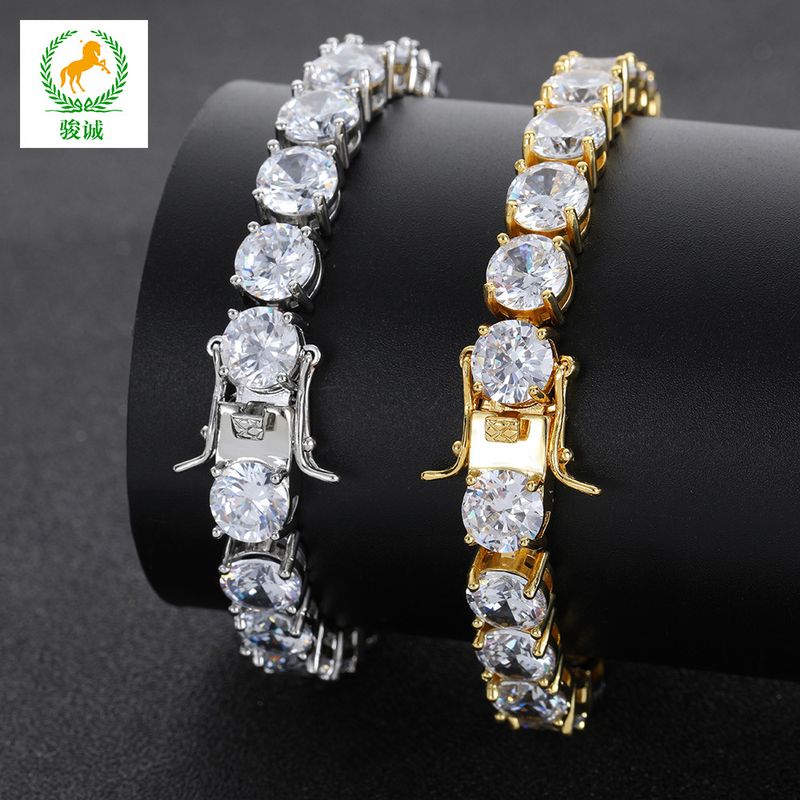 Bracciale da tennis in micro pavé di zirconi in rame a fila singola da 8 mm, accessorio classico per rapper hip hop_voghion.com