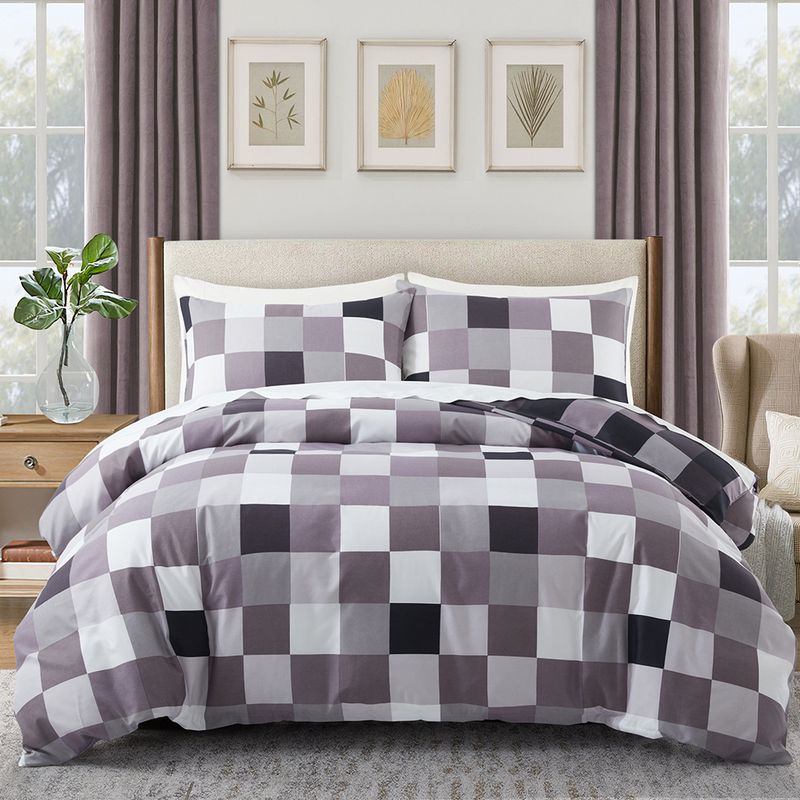 Reversible Geometric Print Duvet Cover Set - Soft Brushed Fabric, Nordic Style, Fits Twin/Full/Queen/King Beds (Multiple Sizes Available)_voghion.com