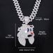 Collana con ciondolo a forma di testa di coniglio con cappello magico, unisex, da uomo, di alta qualità, con catena cubana con diamanti._voghion.com