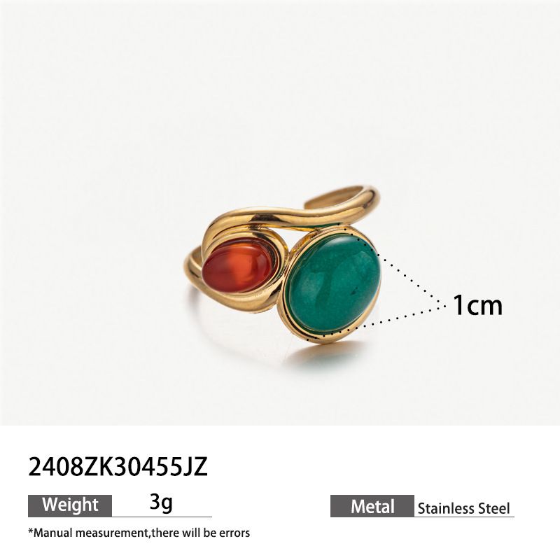 ins niche natural stone titanium steel ring high grade irregular design stainless steel jewelry_voghion.com