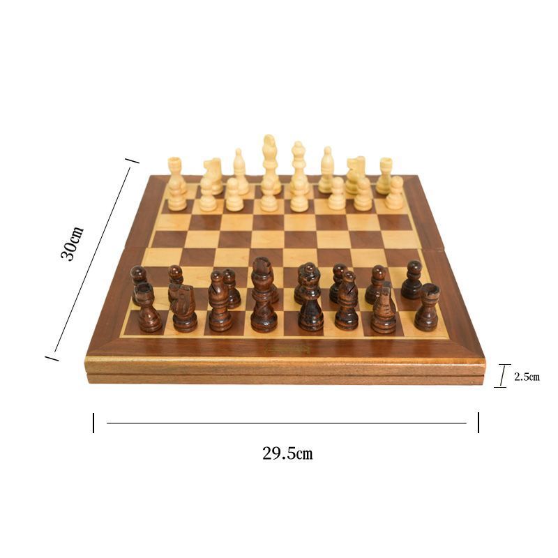 Massivholz Kleine Buchbox High-End Tragbares Klappschachbrett Holz Erwachsene Kinder Eltern-Kind Internationales Schach_voghion.com