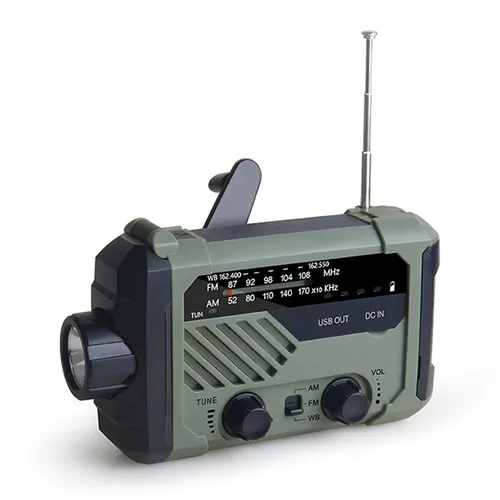 Tragbares Radio mit Handkurbel, AM/FM, NOAA, Notfall-3-in-1-Leselampe, Taschenlampe, Solar-Ladefunktion, 2000 mAh, Powerbank für Mobiltelefone_voghion.com