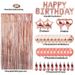 Creative Rose Gold Birthday Party Set With Sequined Tassel Party Backdrop Decorations And Balloons_voghion.com