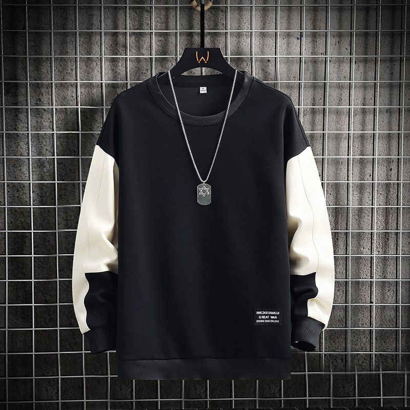 Lässiger Herren-Kapuzenpullover mit schmaler Passform, langärmliges T-Shirt mit Rundhalsausschnitt für Teenager und junge Erwachsene – weicher Polyesterstoff, klassische Volltonfarben,_voghion.com