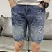 Men's Clothing Denim Shorts Summer Thin Loose Trendy Breeches Ripped Casual Five Point Mid Length Pants_voghion.com