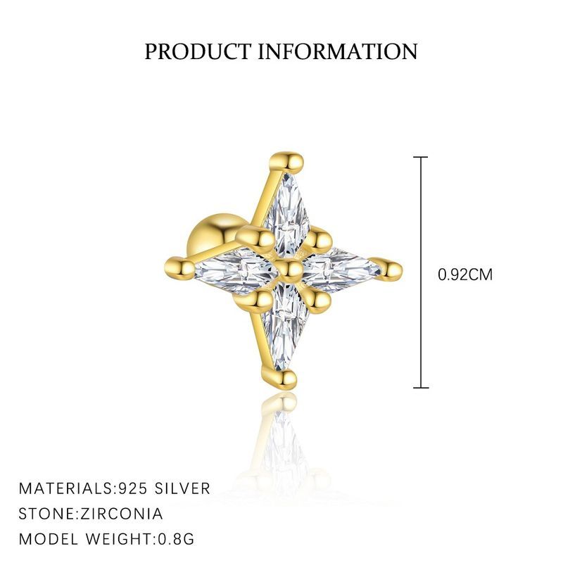 S Sterling Sier French Zircon Round Head For Women Niche Light Design Sense Geometric Earrings_voghion.com