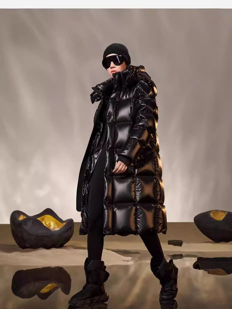 Giacca invernale lunga da donna Black Diamond con fodera in grafene, riscaldamento Black Warrior Black Gold, giacca lunga in cotone ispessita_voghion.com