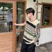 Men's Clothing Style Retro Color Striped Vest Summer Thin Hollow Knitted Waistcoat Sleeveless T-shirt Fashion_voghion.com