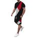 Fashion Sports Men's Round Neck High Elasticity Muscle Short Sleeve Multi Color Splicing Set_voghion.com