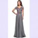 Women's Clothing Elegant Lace Applique Mother Of The Bride Dress Long Sleeveless Chiffon Formal Evening Gown For Wedding & Special Occasions_voghion.com