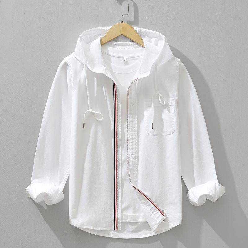 Men's Clothing Popular Handsome Long Sleeved Shirt Fresh Literary Trendy Men's Simple Hooded Shirt Jacket_voghion.com