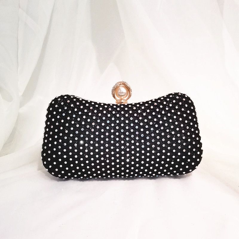 Borsa a tracolla con tracolla singola a forma di cuscino di perle intarsiate, pochette da sera lucida con strass in rete_voghion.com