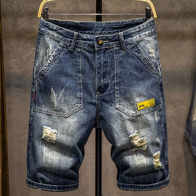 Jeans traforati, vestibilità slim pentagonale, versione coreana, pantaloni estivi alla moda, sottili e chiari, da uomo_voghion.com