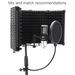 Microphone Isolation Shield 5-Panel Wind Screen Foldable 3/8" And 5/8" Threaded High Density Absorbing Foam For Live_voghion.com