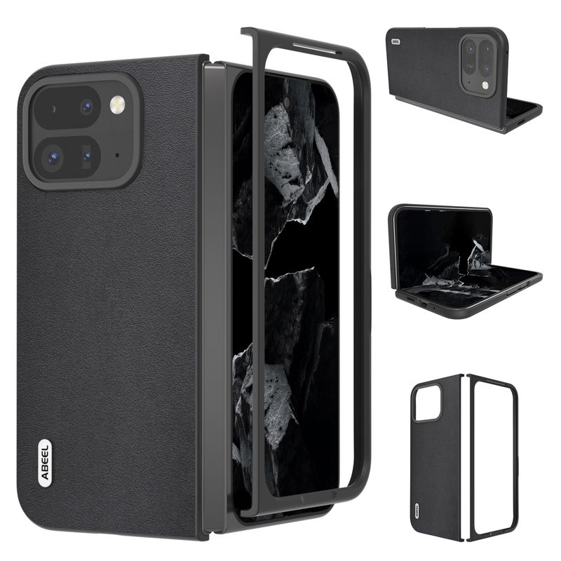 For Google Pixel 9 Pro Fold ABEEL Genuine Leather Xiaoya Series Phone Case(Black)_voghion.com