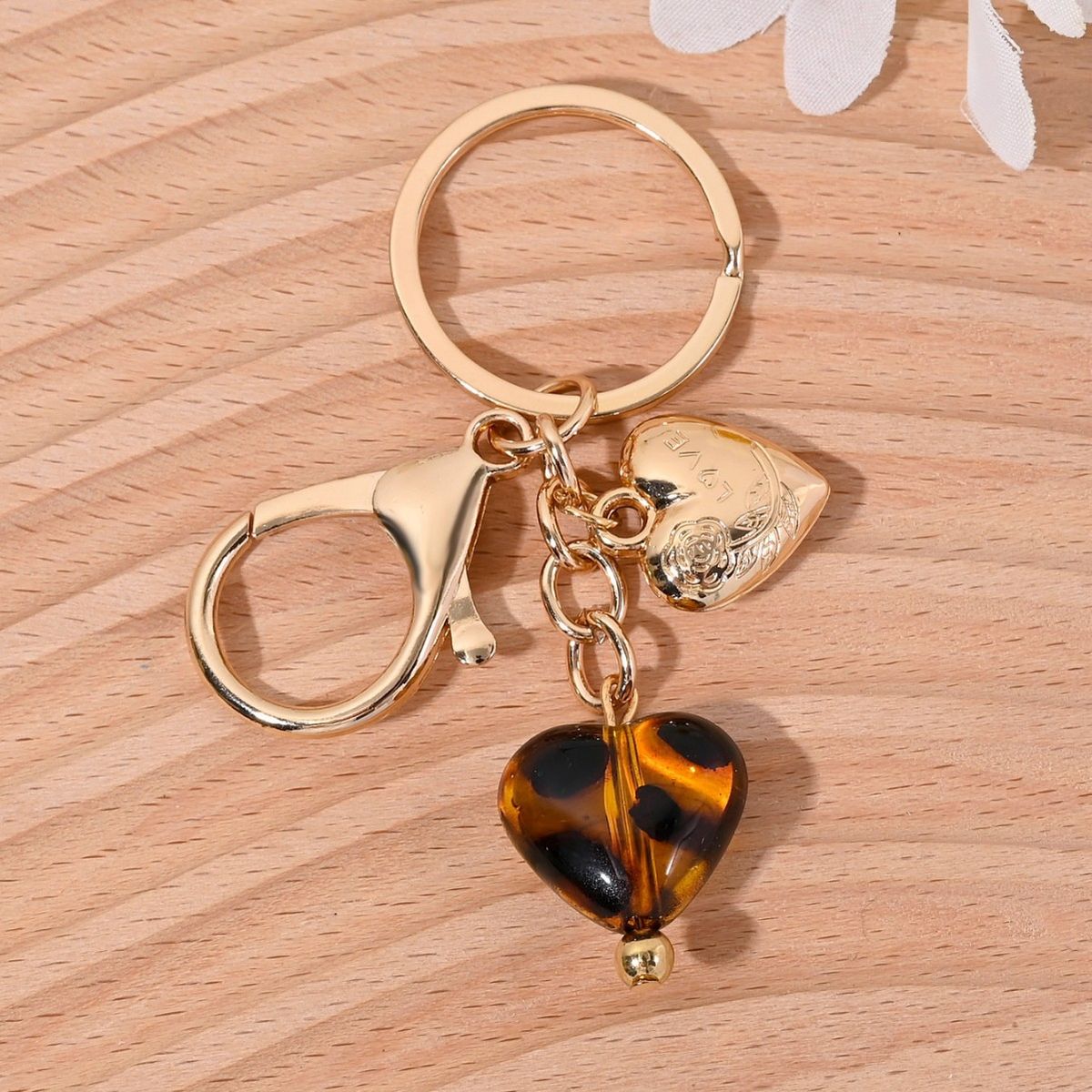 Leopard Heart Keychain Fashion Ins Bag Car Key Pendant New Hanging Decoration_voghion.com