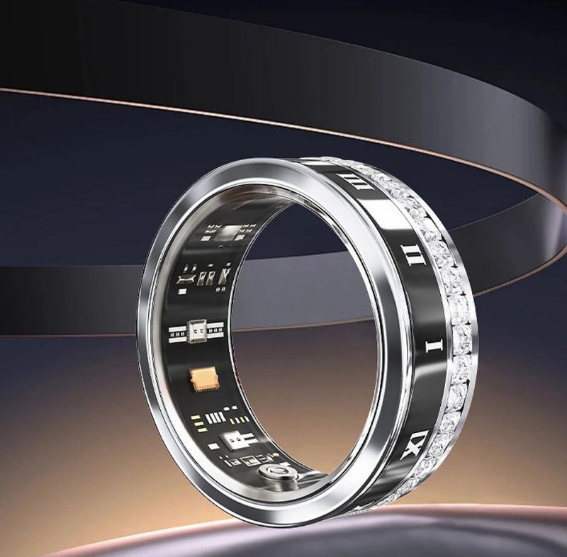 Diamond Studded Smart Ring Bluetooth Waterproof Pedometer Sleep Heart Rate Blood Oxygen Multi Function Sports Finger_voghion.com