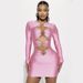 2025 Style Hollow Out Design Sense Crop Top Bandage Women Long Sleeve Evening Bodycon Dress_voghion.com