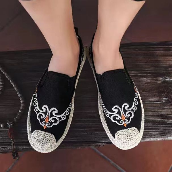 Sommarlinne Fisherman Canvas Män S Skor Slip On Lata Mångsidig Körning Trendig Gammal Peking Fritidsduk som andas_voghion.com