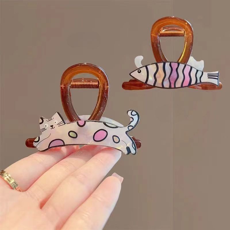 Pinza para el pelo con forma de cachorro de caramelo, dulce y adorable, accesorio coreano para el pelo, horquilla versátil de alta gama, pinza para la cabeza con forma de tiburón, tamaño mediano, para mujer_voghion.com