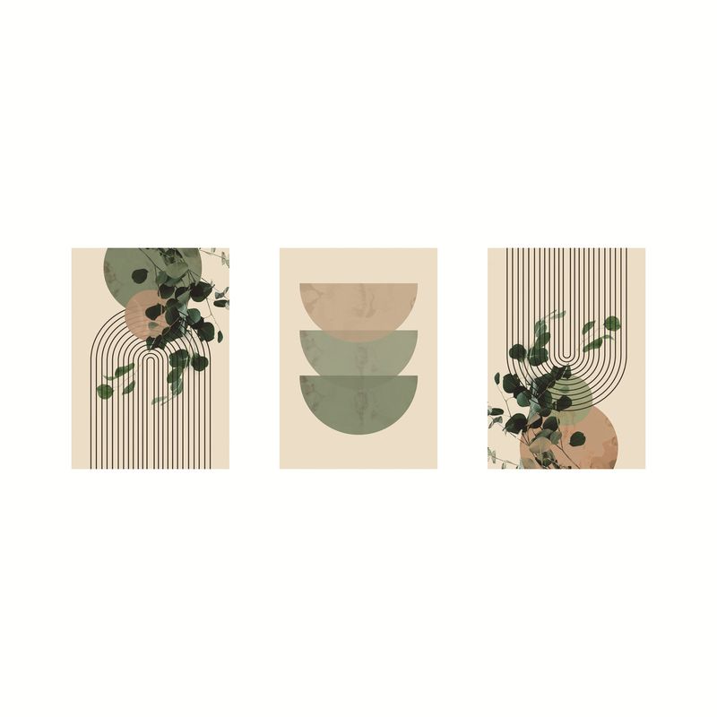 Nordic INS Style Three-Panel Abstract Oil Painting Canvas Decoration Core_voghion.com