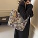 Bear Embroidered Canvas Women 2025 New Casual Tote Bag Single Shoulder Large Capacity For Class And Commute_voghion.com