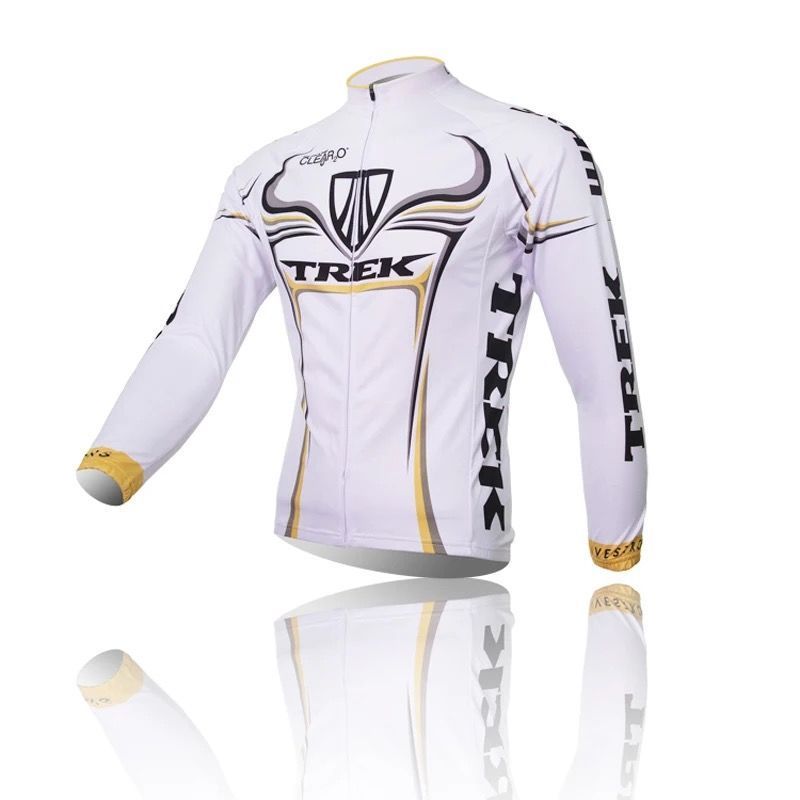 Weißes leichtes Mountainbike-Langarm-Radtrikot-Set aus Mesh, schnelltrocknend, schweißableitend, Unisex_voghion.com