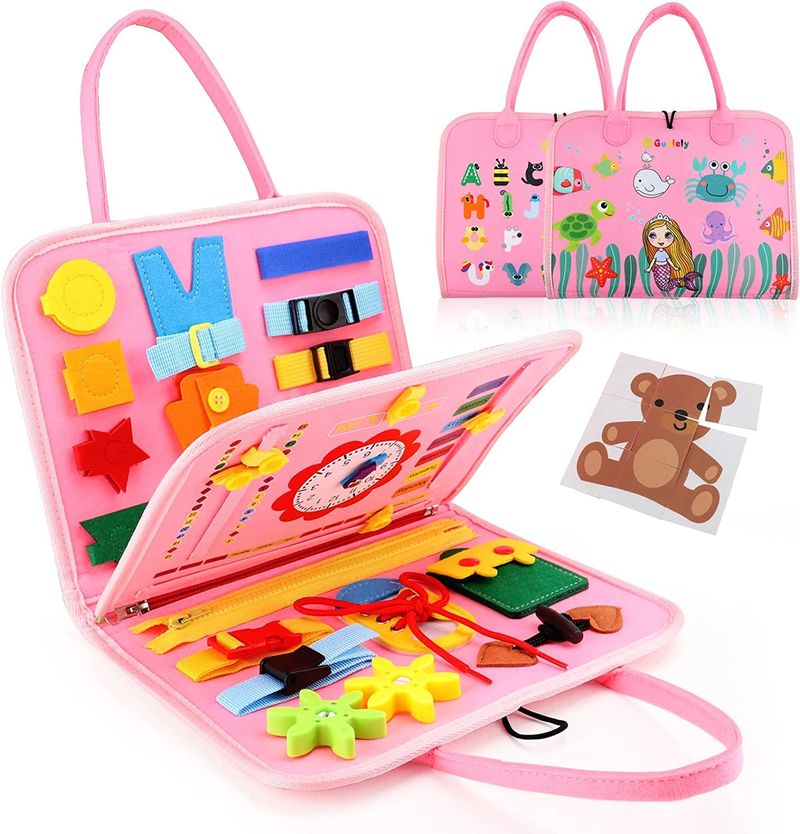 Taapero Montessori Busy Board 1-3-vuotiaille Busy Sensory Educational Lelut Matkalelut_voghion.com