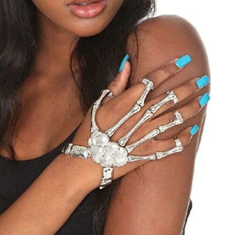 Fashionable And Creative Skull Skeleton Ghost Claw Halloween Makeup Ball Funny Finger Bracelet_voghion.com