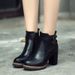 2018 Autumn Winter New British Style Chunky Belt Buckle High Heel Elastic Women's Ankle Boots Plus Size_voghion.com