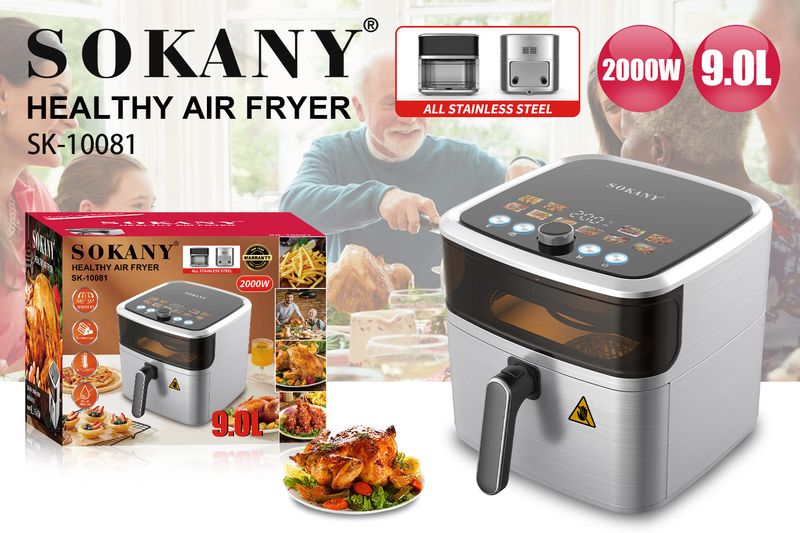 SOKANY10081 Air Household All Stainless Steel 9L Cooking Visualization Fryer_voghion.com