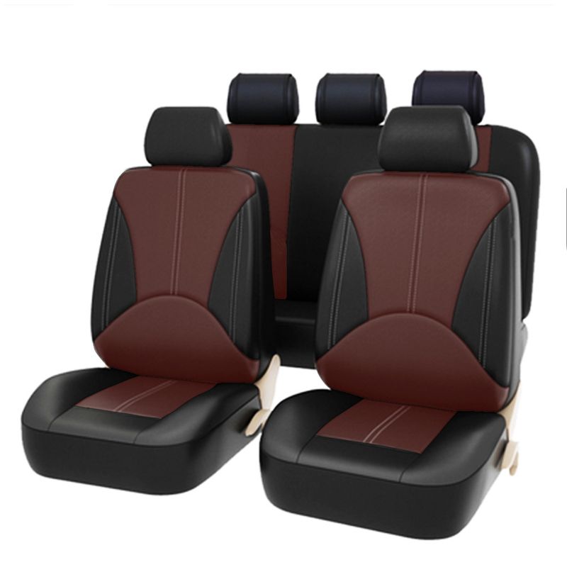 Car seat cover spliced leather 9-piece set artificial leather general purpose five-seater car_voghion.com