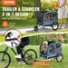 VEVOR Dog Bike Trailer, Supports up to 100 lbs, 2-in-1 Pet Stroller Cart Bicycle Carrier, Easy Folding Cart Frame with Quick Release Wheels, Universal_voghion.com