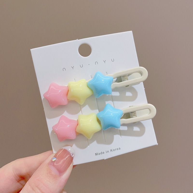 Unisex dopaminově modrá roztomilá hvězda bez stopy dětská sponka do vlasů s ofinou na straně, sponka s kachním zobákem_voghion.com