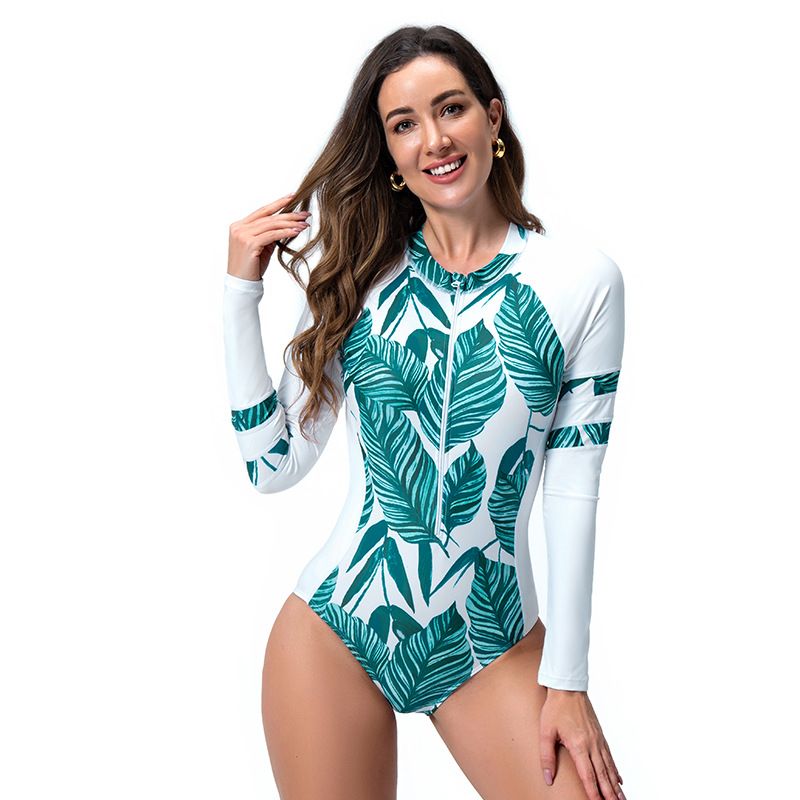 Women's Clothing Sexy One Piece Long Sleeved Zipper Women's Swimsuit Hot Spring Slim Swimsuit Surfing Suit Diving Suit Triangle Bikini_voghion.com
